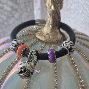 Brighton Black Bracelet with Silver and Colorful Charms